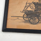 2 Firefighting Art Prints Horse-Drawn Fire Engine & Hand Pump Cart Wall Decor