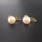 Vintage Faux Pearl Clip On Earrings Gold Tone Screw Back Classic