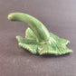 Ceramic Green Bud Flower Vase Single Stem Leaves Veins Candle Topper Vintage 7"