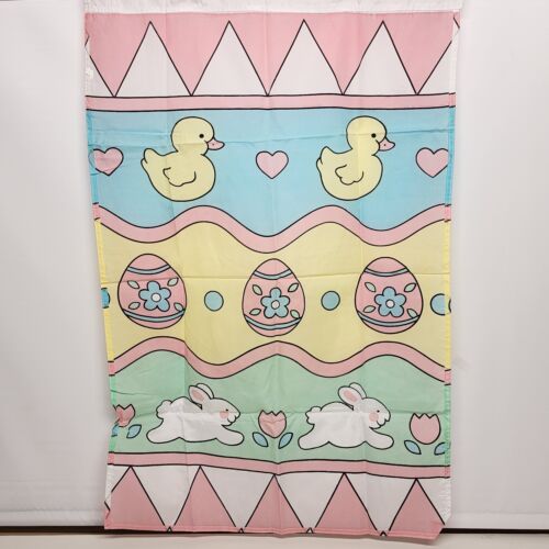 Easter Bunnies and Eggs Decorative Polyester Yard Flag 42" x 28" Pastels Taiwan