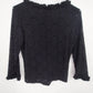CDW Black Floral Rose Top Women Medium Lace Ruffle Neck Cuffs Long Sleeve USA