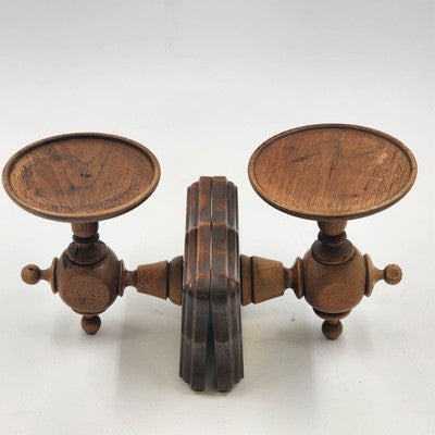 Set of 2 Teakwood Wall Sconce Candle Holders 6"H Fits 4" Candles Natural Wood