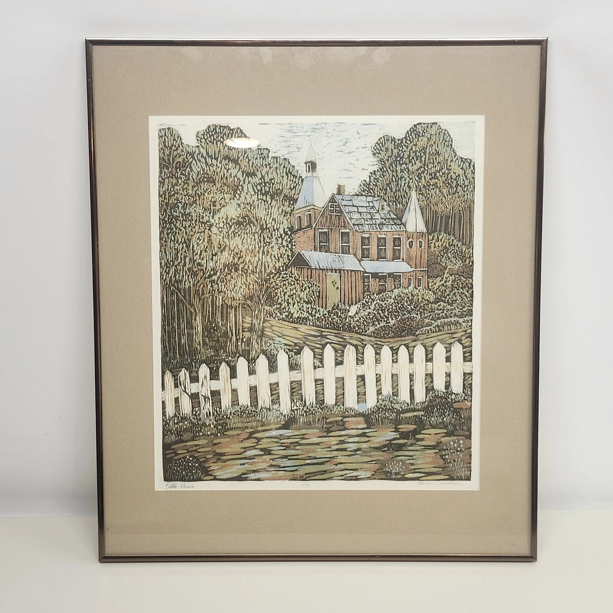 Elaine Wallace Castle House Framed Print Pastoral 27.5" Artist Proof Signed