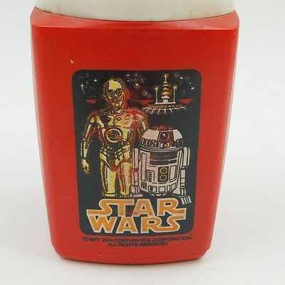 Vintage 1977 Star Wars Thermos King Seeley Red White C-3PO R2-D2 No Cup