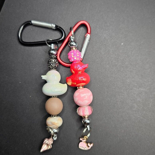2 Key Ring Bag Charm White Sea Ducks Cruise Ocean D Ring Handmade Gift Clip Gift
