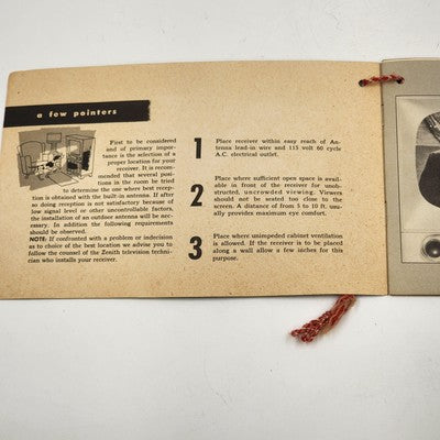 1952 Zenith TV Manual Original New World Entertainment How to Operate