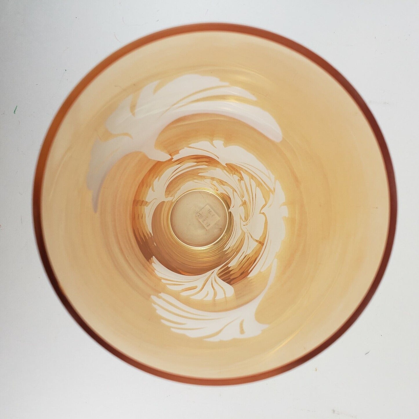 Vintage Peach Lustre Iridescent Glass Vase – 12" Hand-Blown Etched Vase with Ginkgo Leaf Design, Mouth-Blown Collectible Art Glass