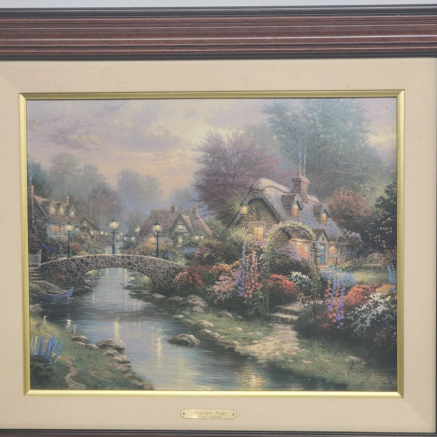 Thomas Kinkade Lamplight Bridge Ltd Edit Canvas 20x16 Hand-Highlighted 259/2950