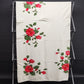 White Rectangle Tablecloth Table Cover with Red Gumamela Flowers Leaves 52"x62"