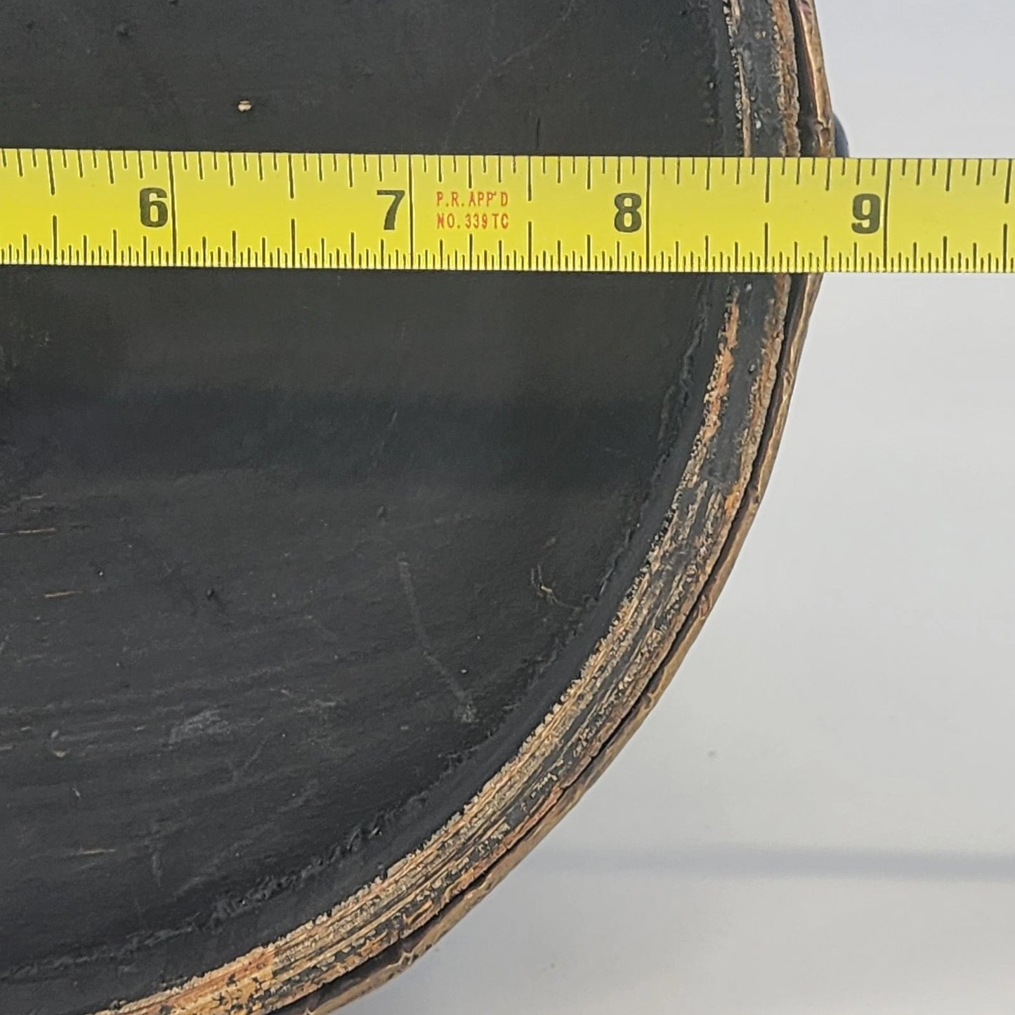 Hammered Brass Over Wood Cylinder Container Medieval Design 8.5"d x 10.25"h