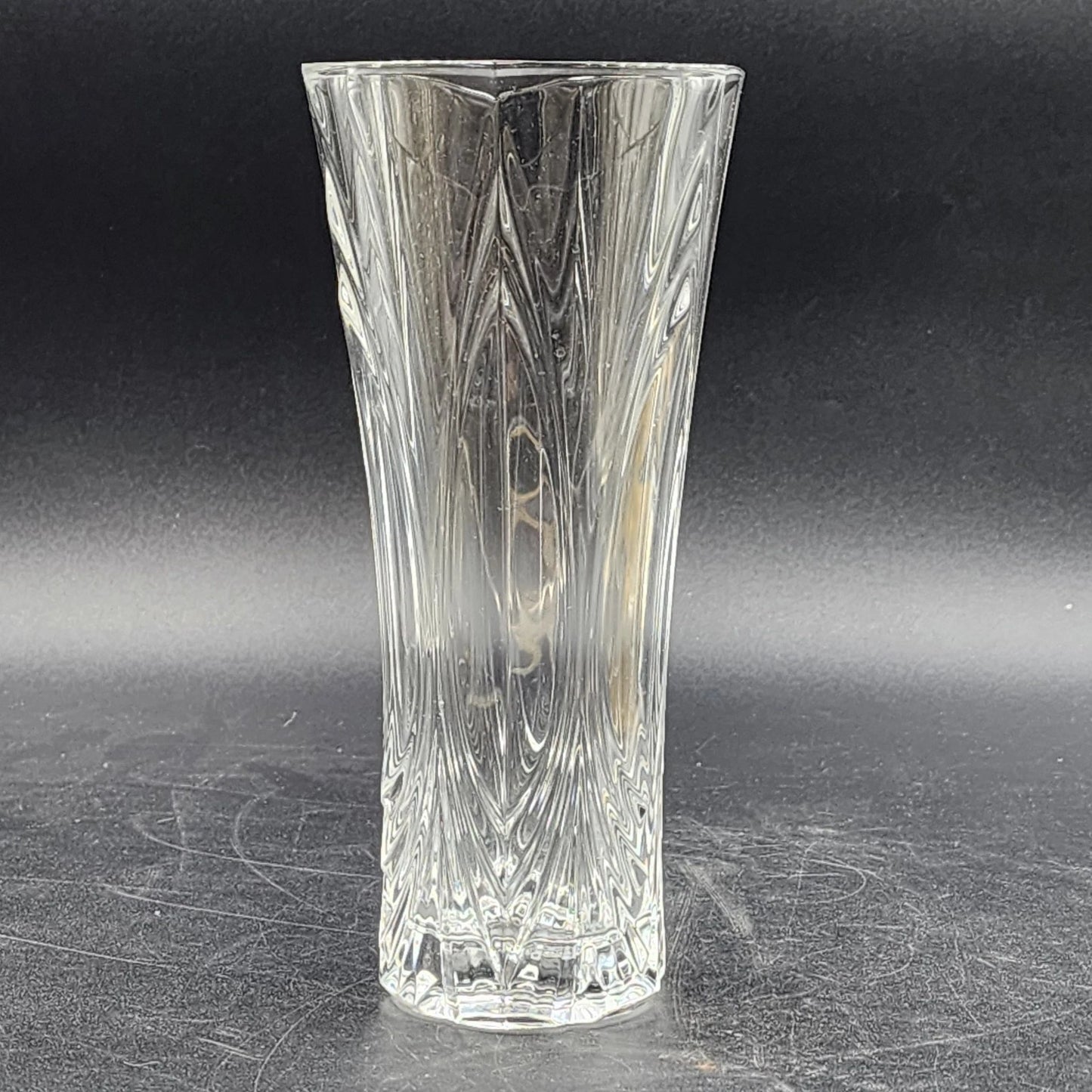 Lead Crystal Clear Glass Vase Cristal d’Arques-Durand Chatelet 9.5” 6-Sided Top