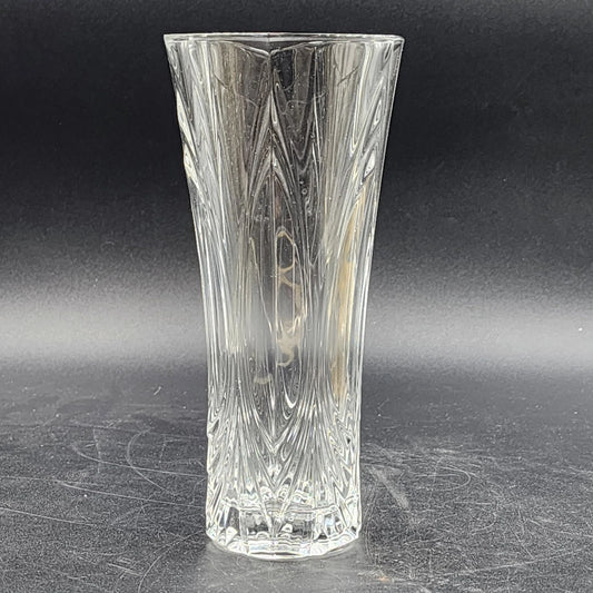 Lead Crystal Clear Glass Vase Cristal d’Arques-Durand Chatelet 9.5” 6-Sided Top