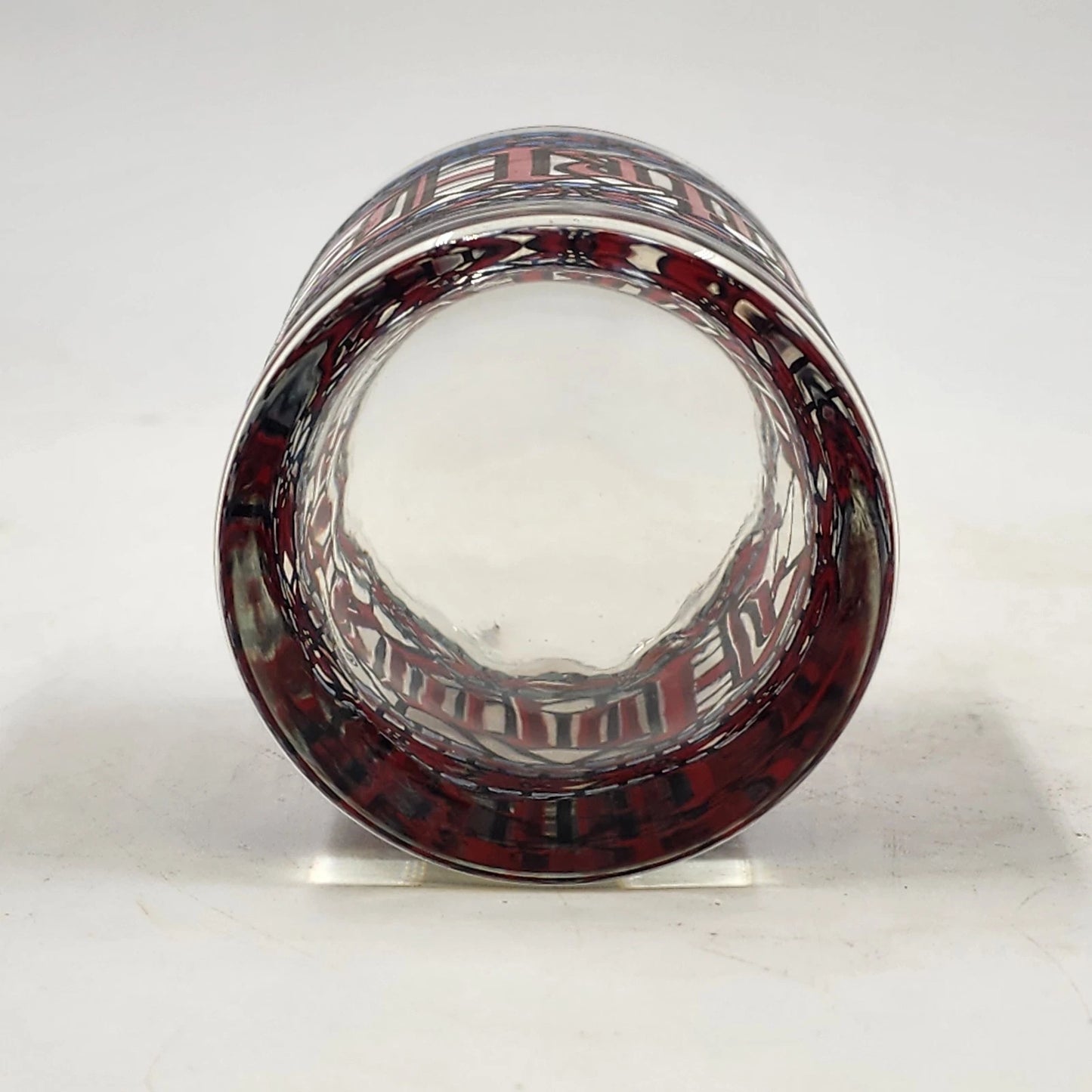 3 Houze Happy Holidays Old Fashioned Stained Glass 3.25"d x 4"h MCM Barware