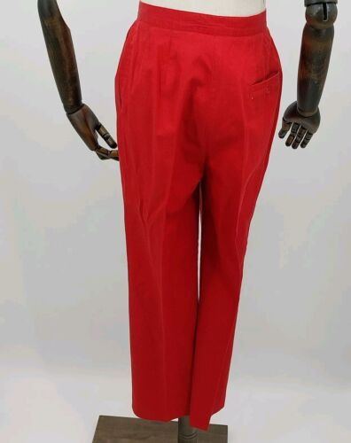 Liz Claiborne Lizsport Women's Red Cotton Slacks Size 4 High Rise Pleated leg