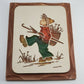 Vintage Boy Girl Chalk Ware Wall Plaques Modern Art Co 1966