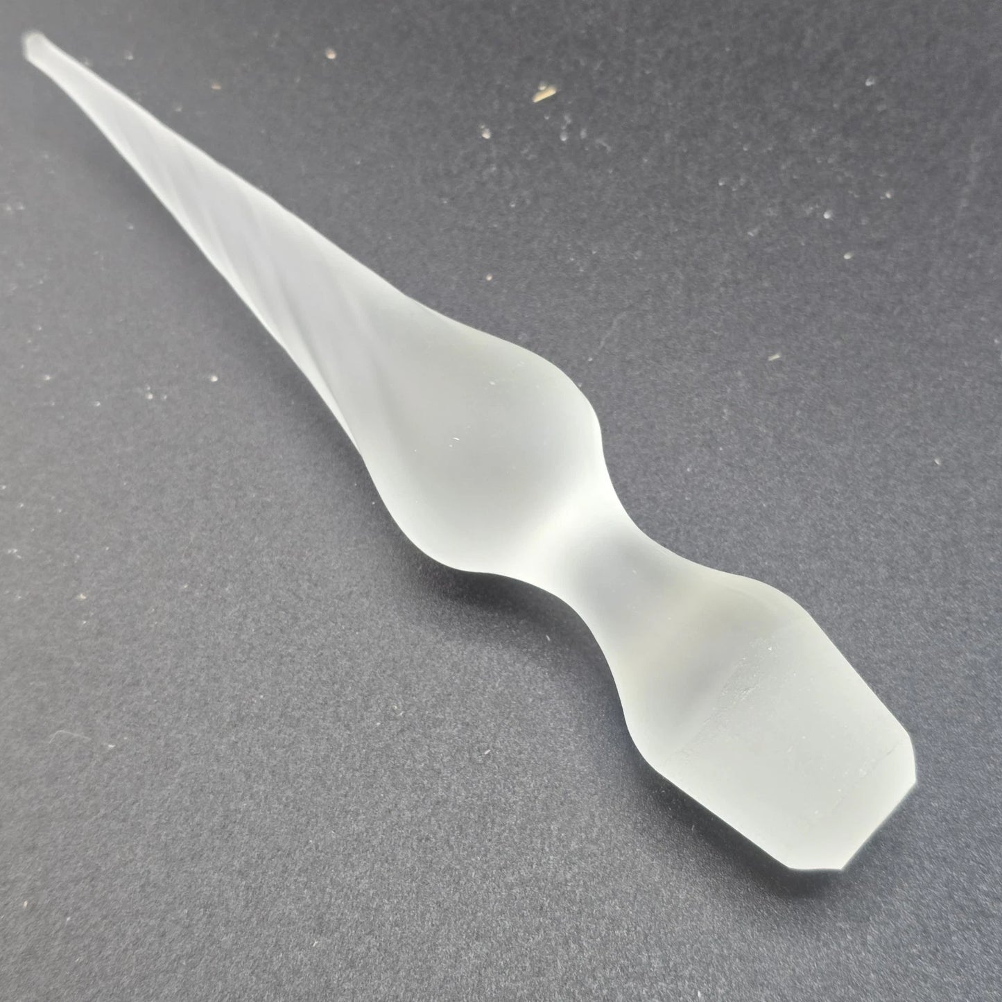 Empoli Decanter Frosted Satin Blue Twisted Clear Pointed Stopper Handle & Base