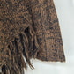 Carol Rose Brown And Black Sweater 3 Button Cowl Neck Size XL Fringe Bottom