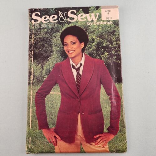 Butterick See & Sew 6217 Vintage Misses Jacket Sewing Pattern Uncut Size 18