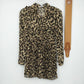 Xtaren Women's Leopard Print Sheer Pleated Mini Shirt Dress Long Sleeve Small