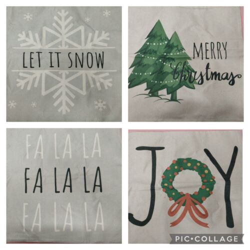 4 Pc Christmas Pillow Covers Set 18x18 Holiday Cushion Decor Festive