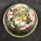 Clear Glass Apple Shaped Paperweight with Pink and Multicolor Flowers 3" Across