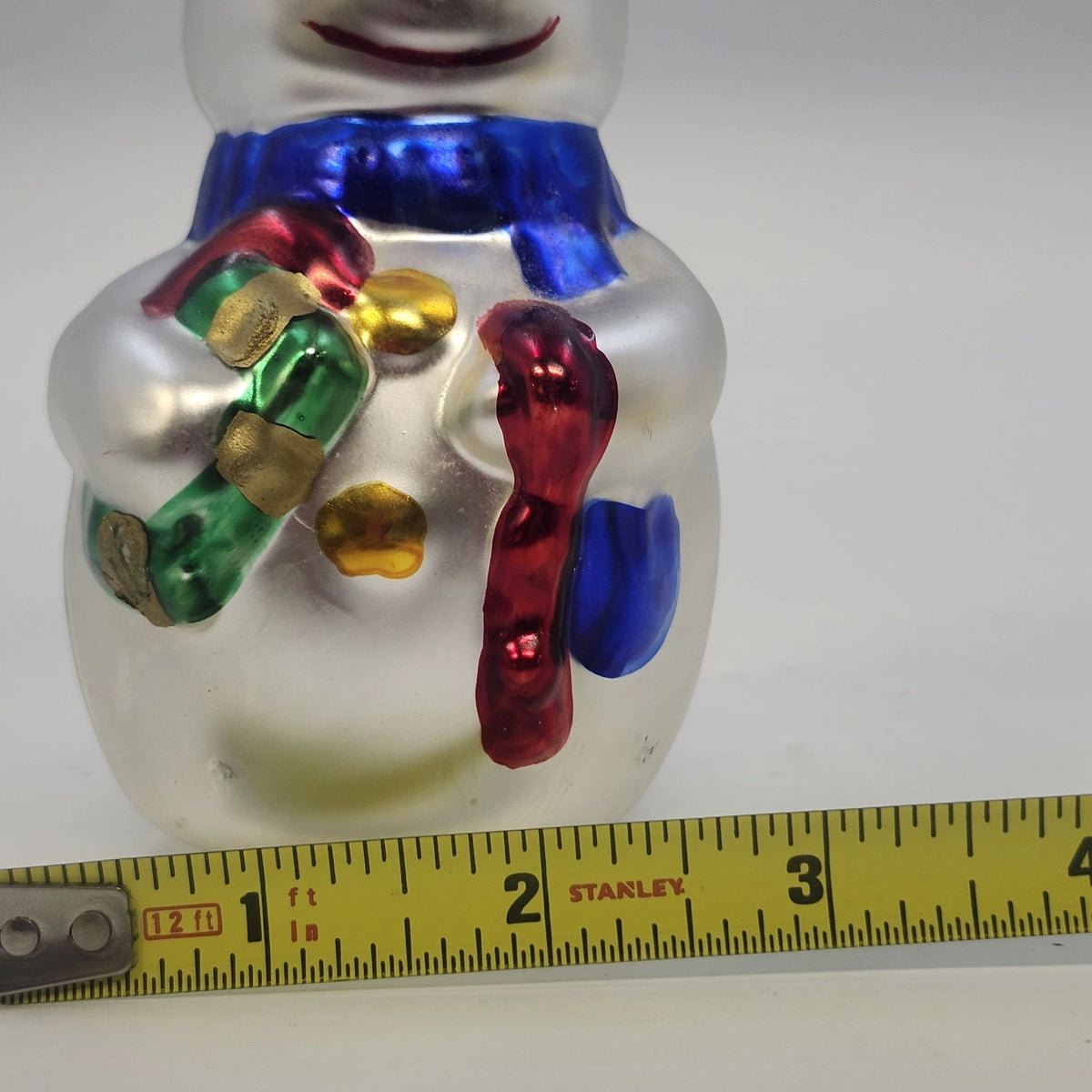 Lot 2 Blown Glass Snowman Christmas Ornaments Mercury Glass 5.75" & 4.75" Vtg