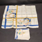 Square Polyester Tablecloth 34" x 34" & 4 Matching 12" Napkins Tulips Navy Edge