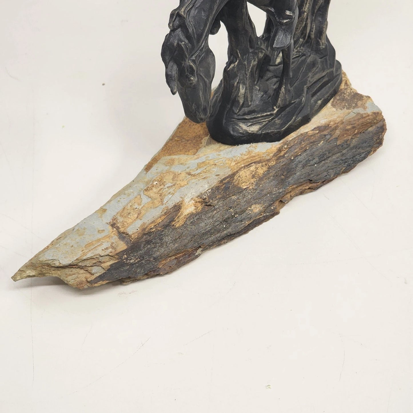 Cast Metal Statue End of the Trail Native American on Sandstone Base 13" Vintage