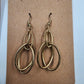 Set of 2 Gold Tone Oval Loops & Silver Tone w/ Black Beaded Drop Dangle Earrings
