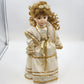 Porcelain Victorian Lady Doll Auburn Curls Cream Gold Dress 16" Vintage Taiwan