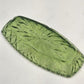 Hazel Atlas Oblong Relish Dish Green Glass Prescut Star & Scallop Edge 9.5"x4.5"