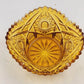 LE Smith Amber Glass Candy Nut Dish 6" Starburst Pattern Sawtooth Rim