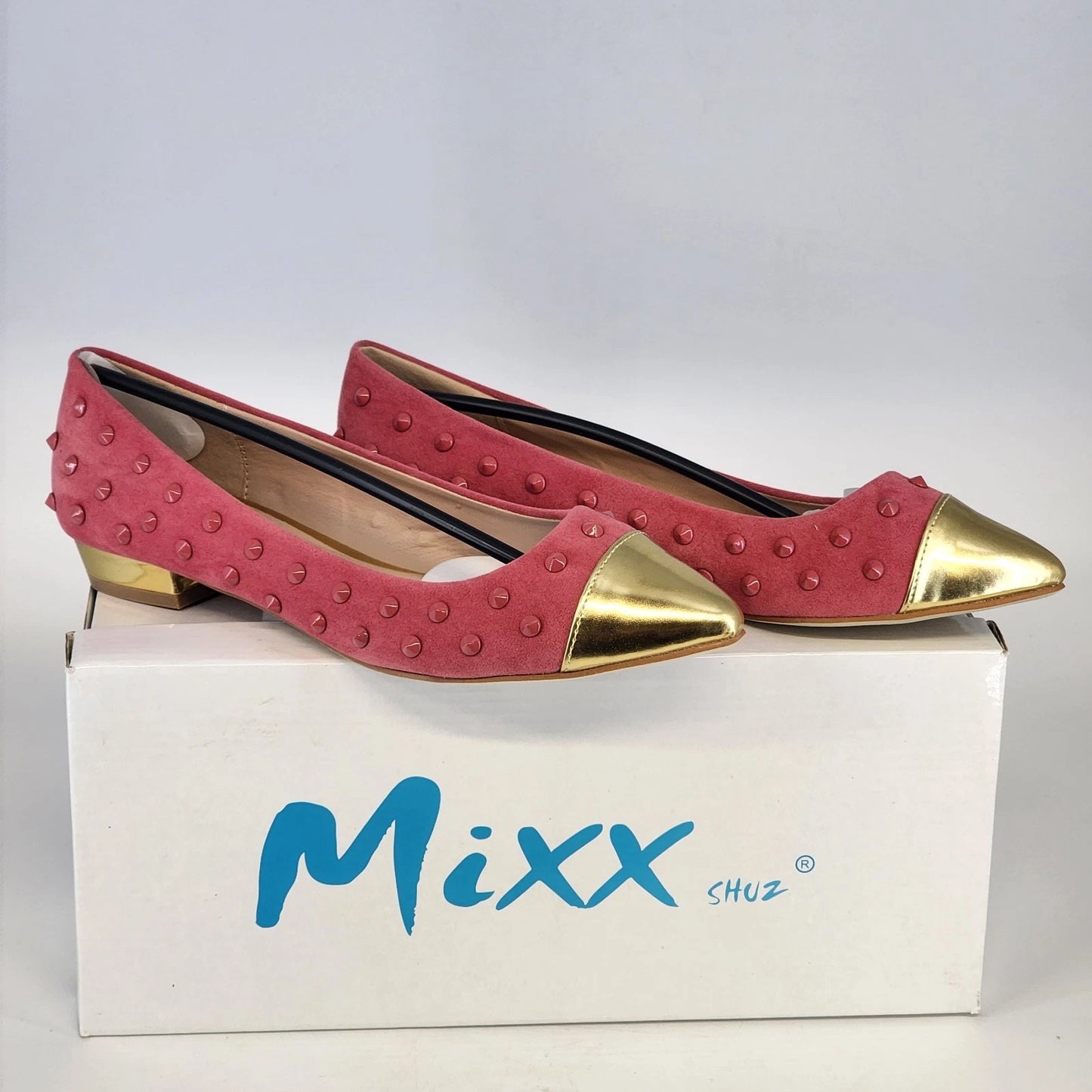 Mixx Shuz Robin Coral Suede Ballet Flats Gold Toe Women 8