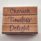 Lot of 5 Special Words and Wavy Lines Rubber Stamps Wooden Mounted Lightly Used