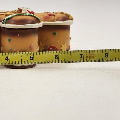 Gingerbread Person Trinket Christmas Ornament Jewelry Box 6.5" x 6" Resin 1995