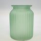 Frosted Glass Sage Green Vase 5.75" Textured Ribbed & Wide Flared Rim Vintage