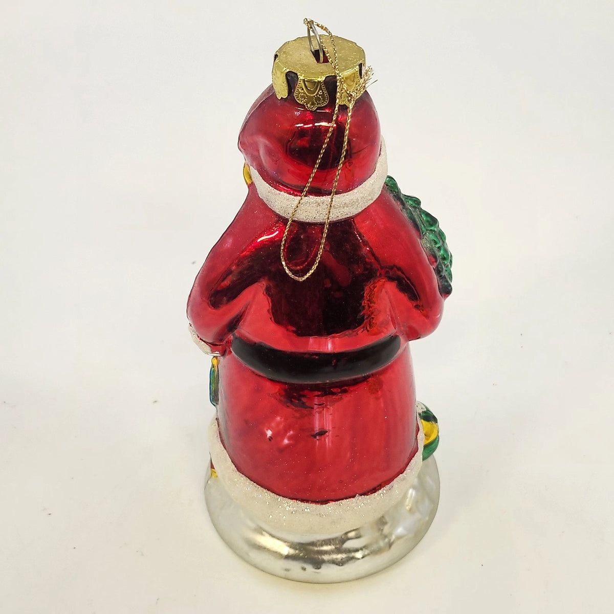 Large Hand Painted Blown Glass Santa Claus Christmas Tree Hanging Ornament 7"