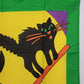 Halloween Yard Flag 30x41" Flying Witch on Broom Black Cat Outdoor Garden Banner