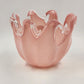 Murano Glass White Crystal Pink Bowl Handmade Italy Italian Glass Mouth Blown