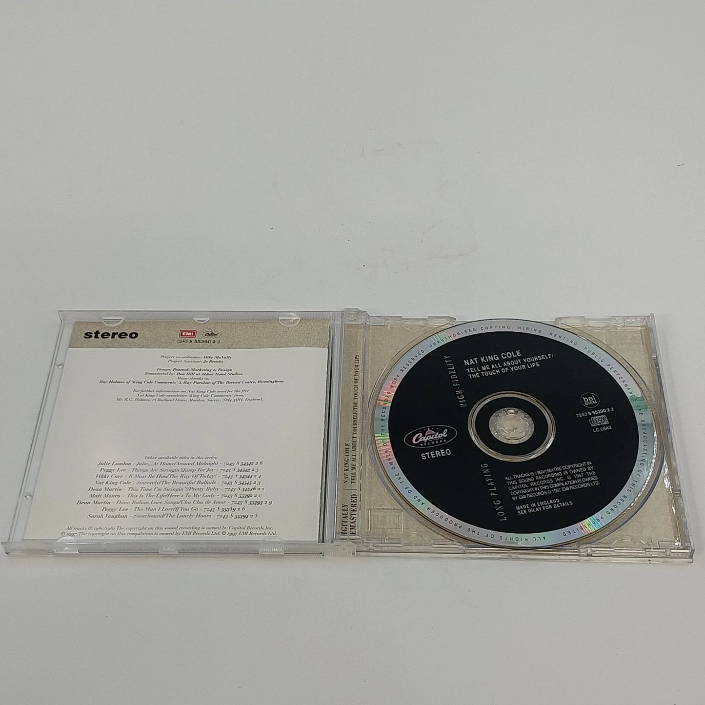 Nat King Cole Tell Me All About Yourself Touch of Your Lips CD 1997 UK EMI