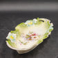 Saxe Altenburg German Green Porcelain Celery Dish 13" Floral Gold Gilt Antique