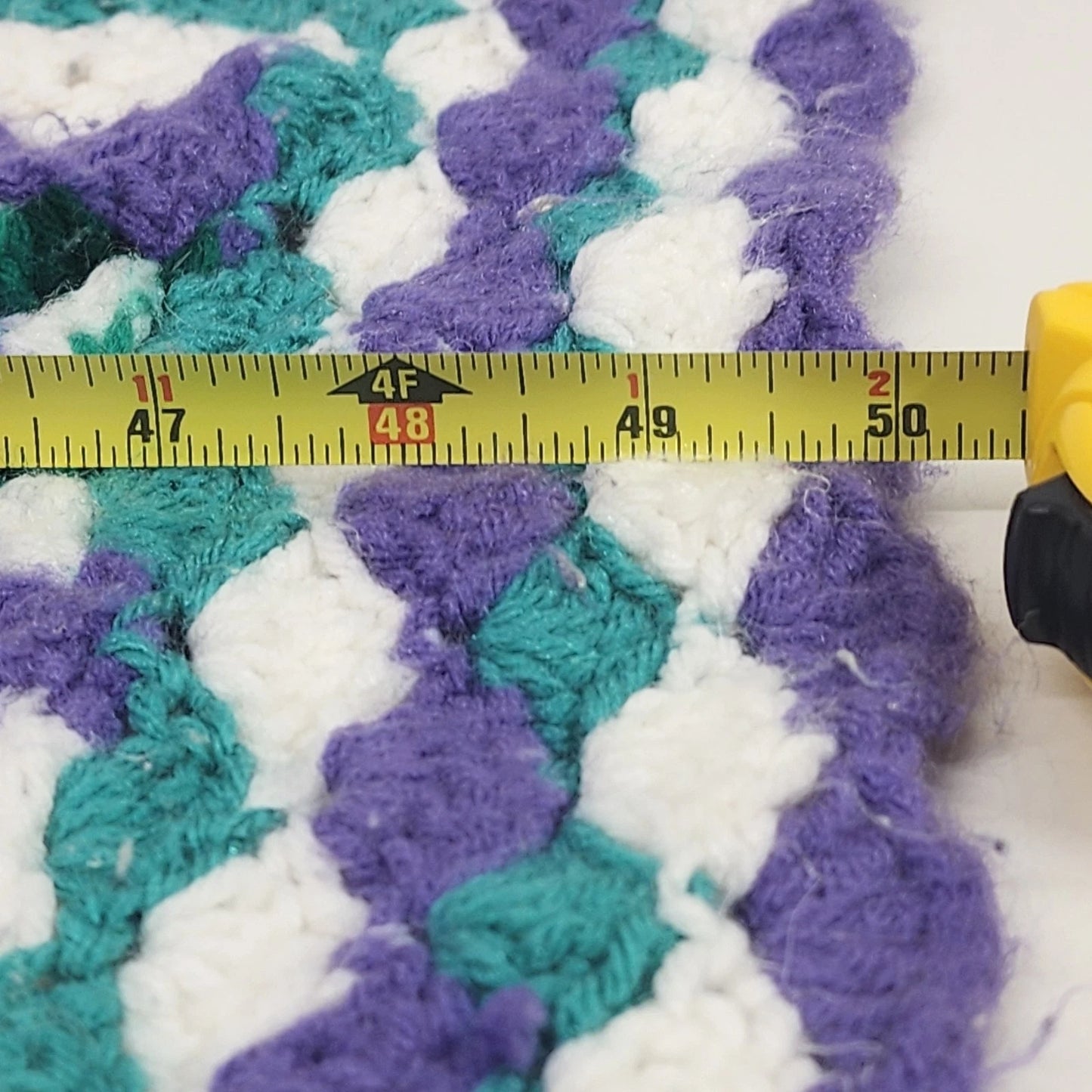 Hand Crochet Scarf Purple Aqua Wave Pattern Mermaid Vibes Shimmer Afghan Knit