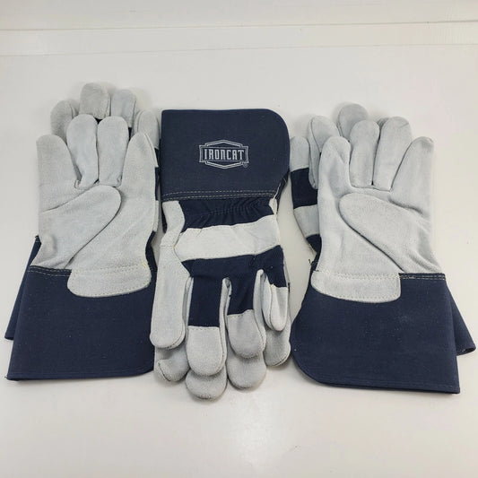 Ironcat IC8 Split Cowhide Leather Gloves L Premium Gauntlet Cuff 3 Pair New NOS