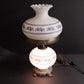 White Blue Floral Milk Glass Hurricane Lamp 22.5" 3-Way Light & Night Light Vtg