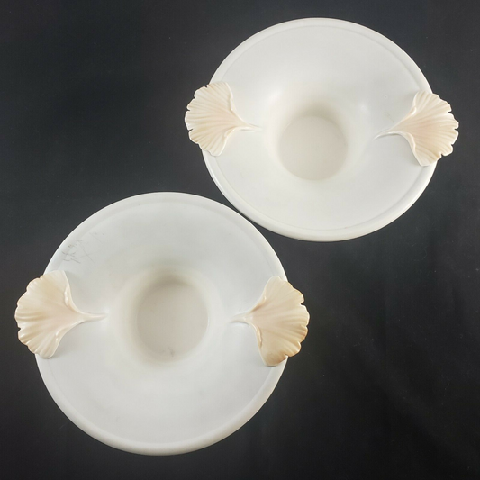 2 Pc Crowning Touch Collection Gingko Leaf Handled Ceramic 7" Bowl Vintage Japan