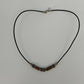 Liska Bali Black Leather Cord Necklace Wood Metal Beads Hook Clasp 17" Bohemian