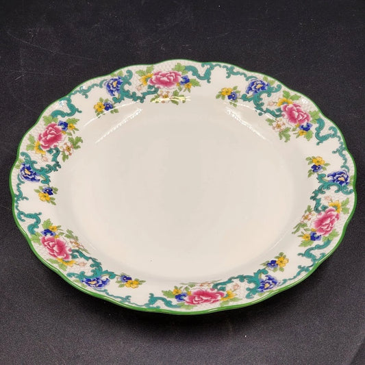 Royal Doulton Dinner Plate Floradora Green Trim Floral Fine China 10.5" England