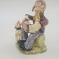 Italian Ceramic Man Accordion Dog Figurine 5" Green Base Hand Painted Vtg