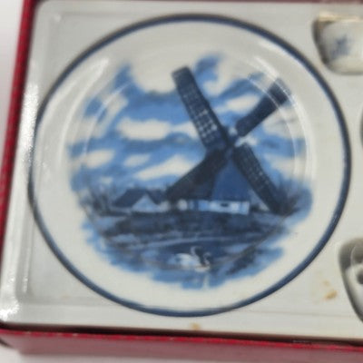 Miniature Tea Set 23774 Blue Windmill 4.5" China w/ Box Collectible Decor
