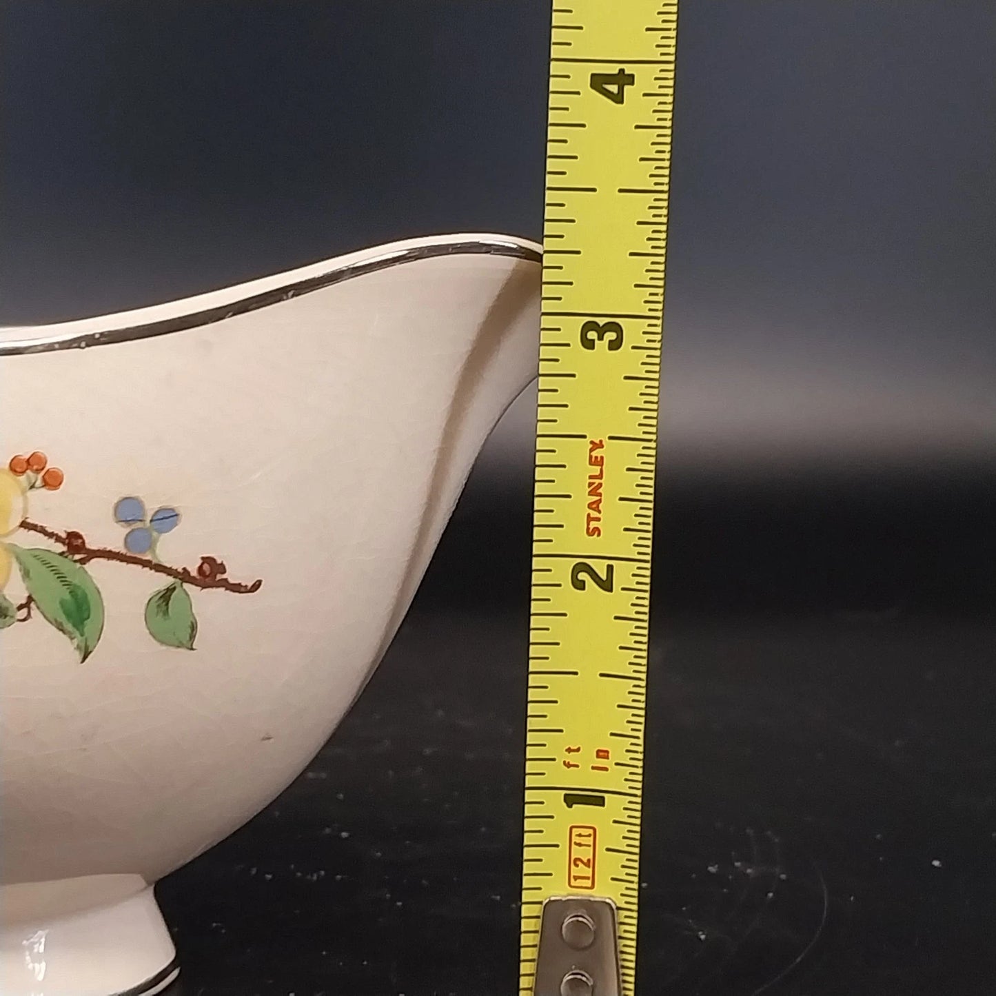 Vintage Leigh Ware Springtime Gravy Boat Gold Gilt Floral